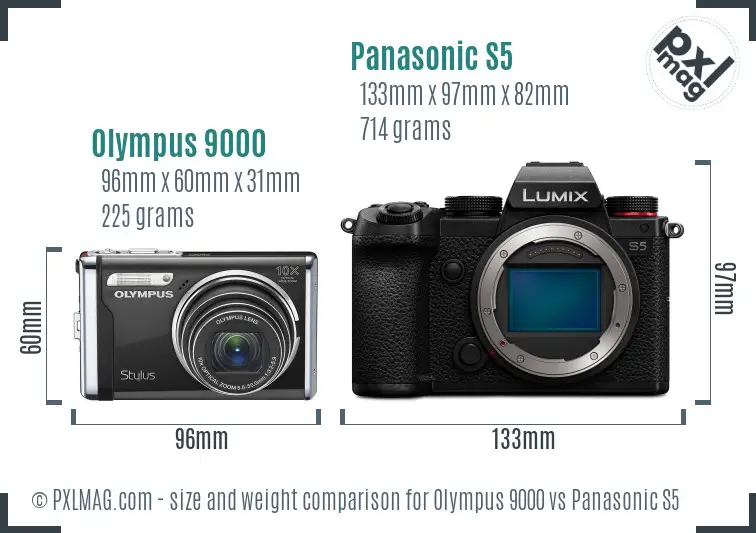 Olympus 9000 vs Panasonic S5 size comparison