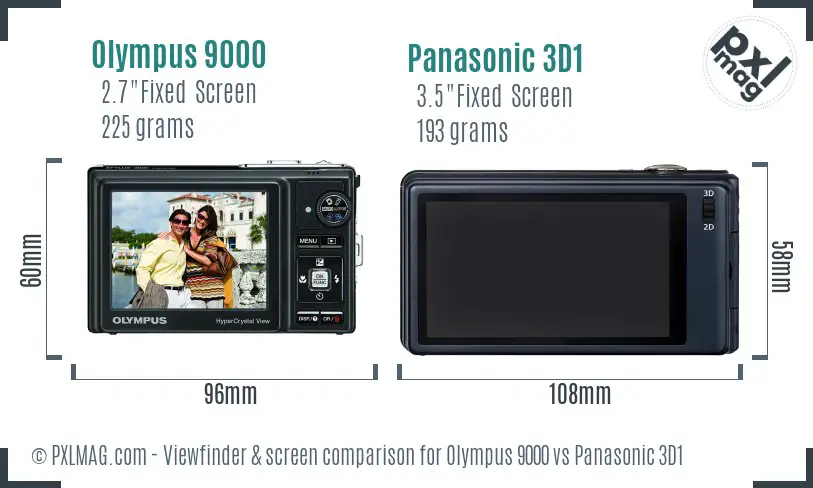 Olympus 9000 vs Panasonic 3D1 Screen and Viewfinder comparison
