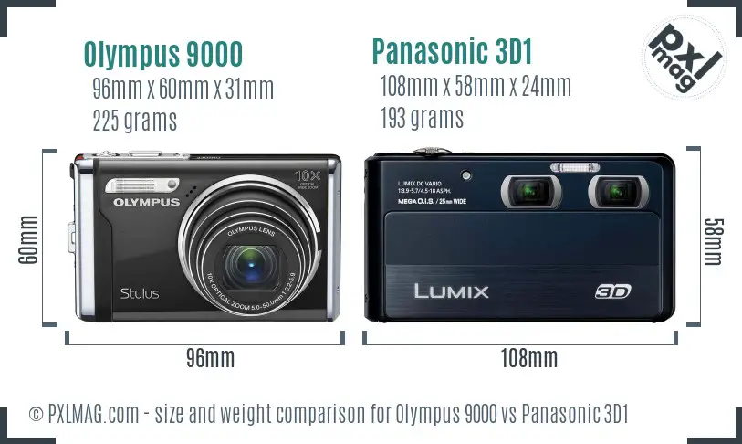 Olympus 9000 vs Panasonic 3D1 size comparison