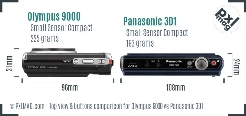 Olympus 9000 vs Panasonic 3D1 top view buttons comparison