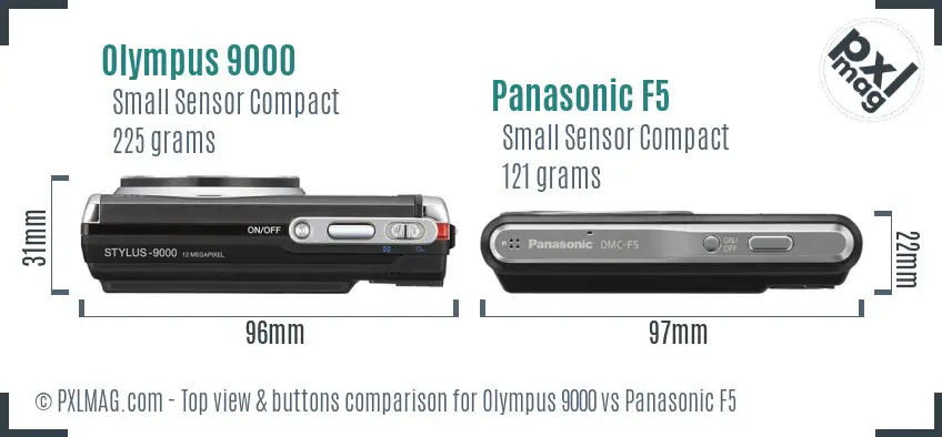 Olympus 9000 vs Panasonic F5 top view buttons comparison