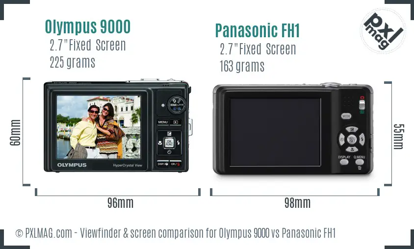 Olympus 9000 vs Panasonic FH1 Screen and Viewfinder comparison
