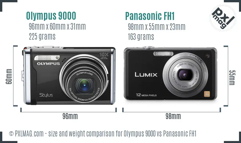 Olympus 9000 vs Panasonic FH1 size comparison