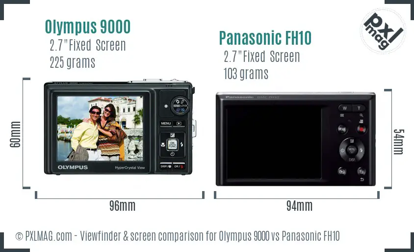 Olympus 9000 vs Panasonic FH10 Screen and Viewfinder comparison