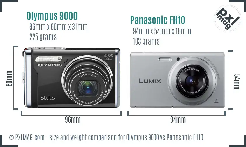 Olympus 9000 vs Panasonic FH10 size comparison