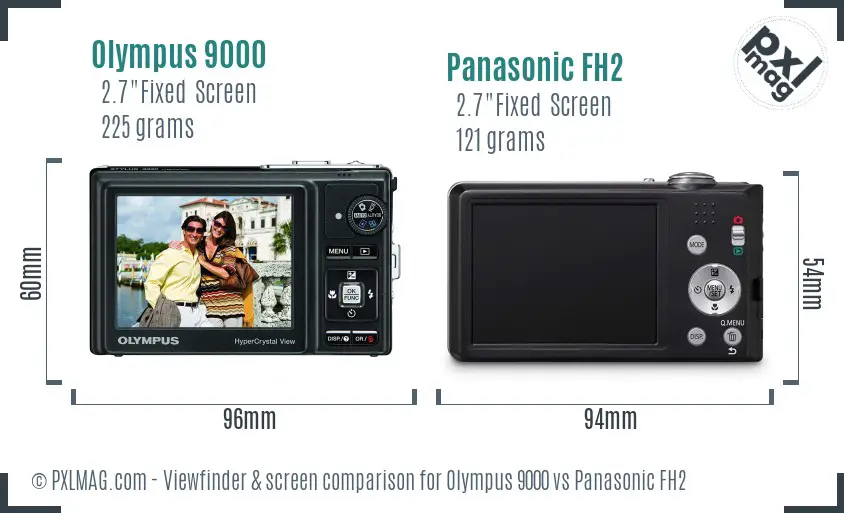 Olympus 9000 vs Panasonic FH2 Screen and Viewfinder comparison