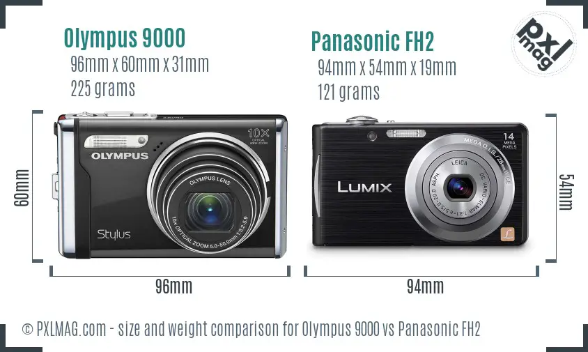 Olympus 9000 vs Panasonic FH2 size comparison