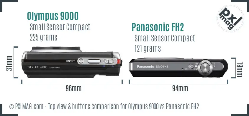 Olympus 9000 vs Panasonic FH2 top view buttons comparison