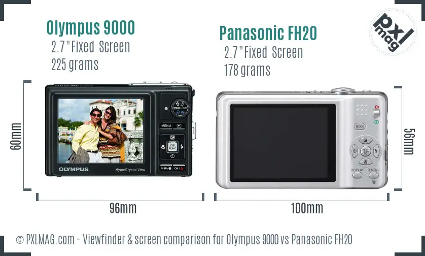Olympus 9000 vs Panasonic FH20 Screen and Viewfinder comparison
