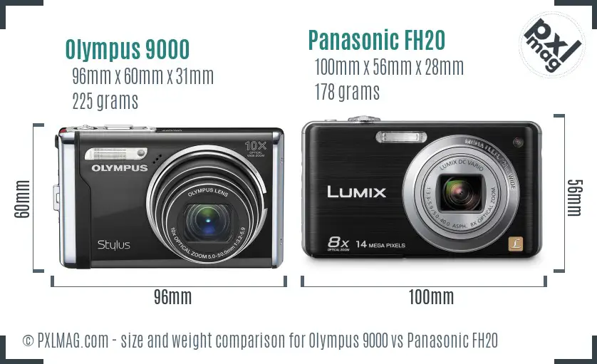 Olympus 9000 vs Panasonic FH20 size comparison