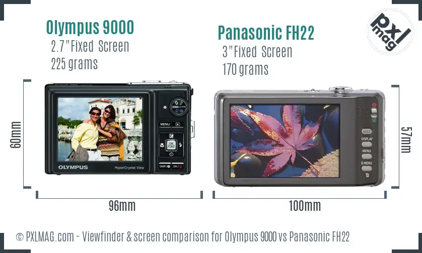 Olympus 9000 vs Panasonic FH22 Screen and Viewfinder comparison