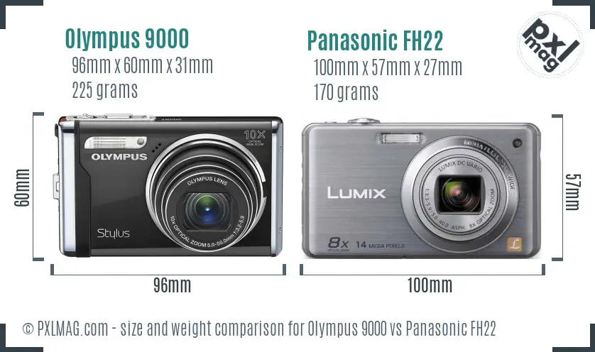 Olympus 9000 vs Panasonic FH22 size comparison