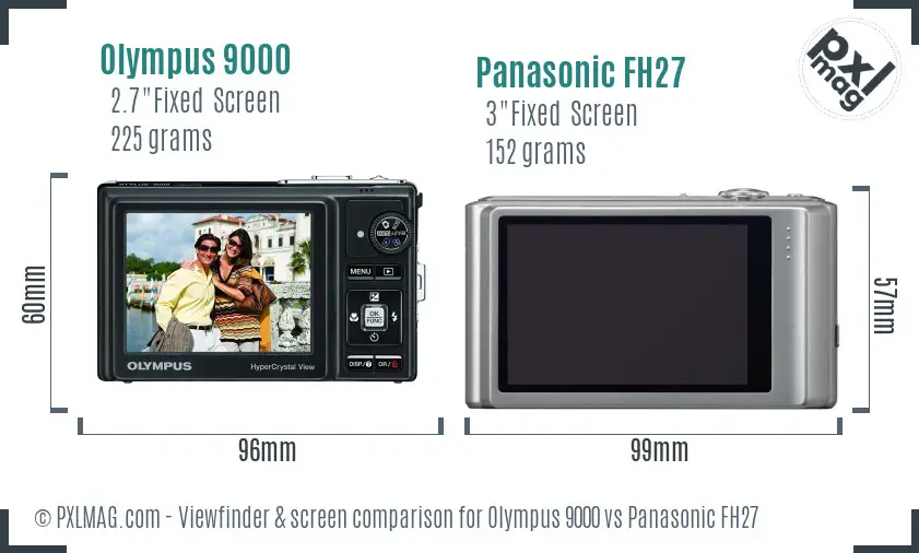 Olympus 9000 vs Panasonic FH27 Screen and Viewfinder comparison