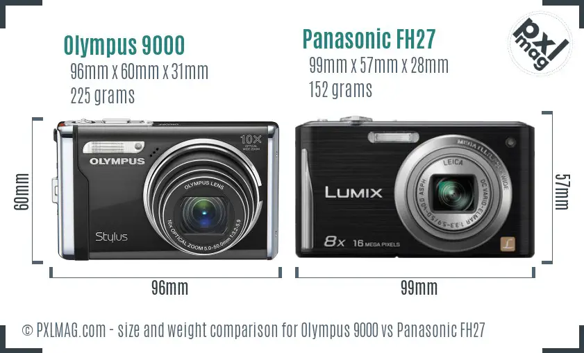Olympus 9000 vs Panasonic FH27 size comparison