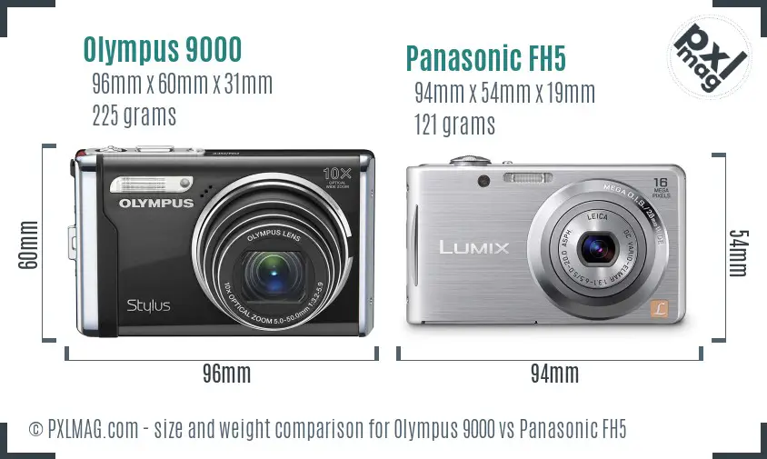 Olympus 9000 vs Panasonic FH5 size comparison