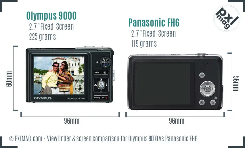 Olympus 9000 vs Panasonic FH6 Screen and Viewfinder comparison
