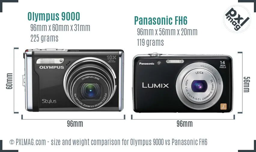 Olympus 9000 vs Panasonic FH6 size comparison