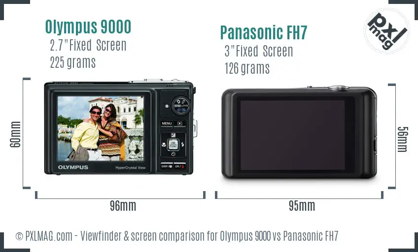 Olympus 9000 vs Panasonic FH7 Screen and Viewfinder comparison
