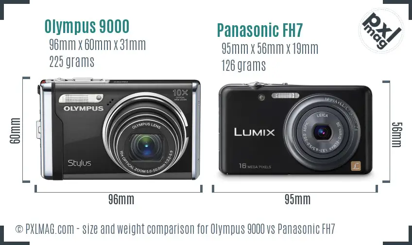 Olympus 9000 vs Panasonic FH7 size comparison