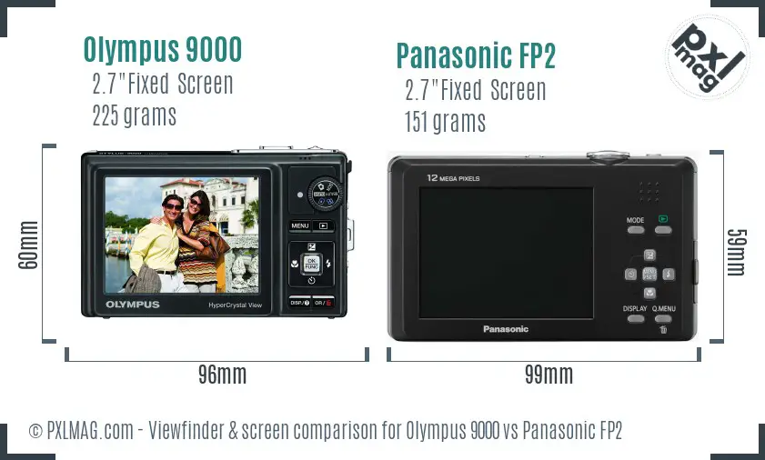 Olympus 9000 vs Panasonic FP2 Screen and Viewfinder comparison