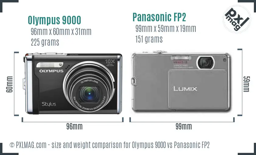 Olympus 9000 vs Panasonic FP2 size comparison