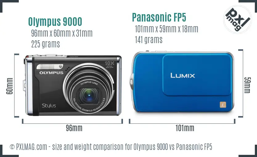 Olympus 9000 vs Panasonic FP5 size comparison