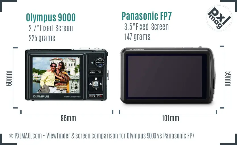 Olympus 9000 vs Panasonic FP7 Screen and Viewfinder comparison