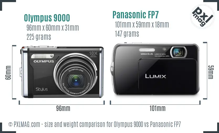 Olympus 9000 vs Panasonic FP7 size comparison
