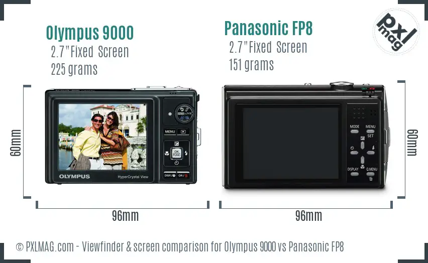 Olympus 9000 vs Panasonic FP8 Screen and Viewfinder comparison