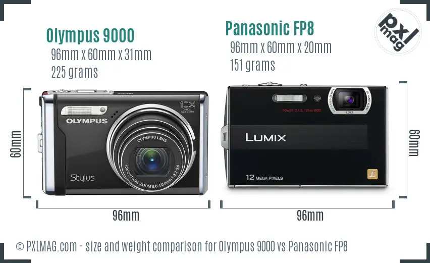 Olympus 9000 vs Panasonic FP8 size comparison