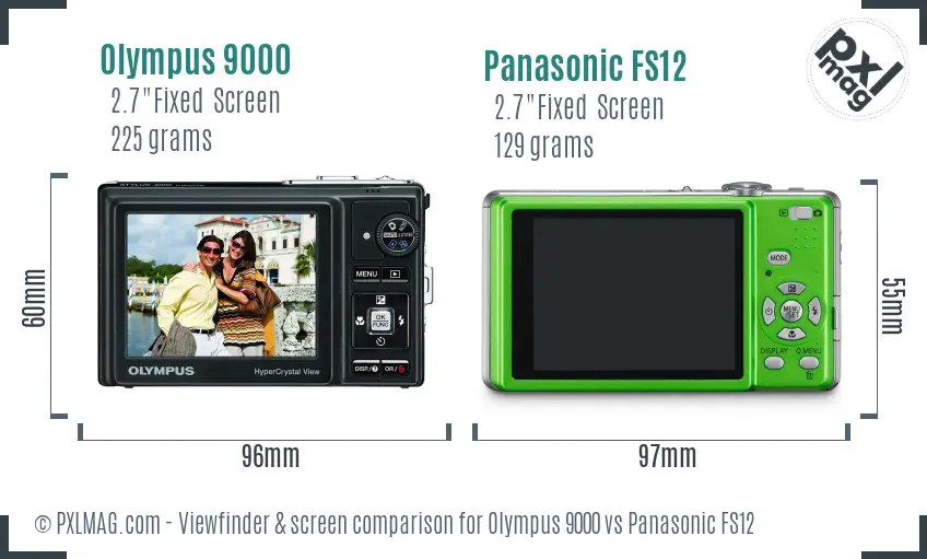 Olympus 9000 vs Panasonic FS12 Screen and Viewfinder comparison
