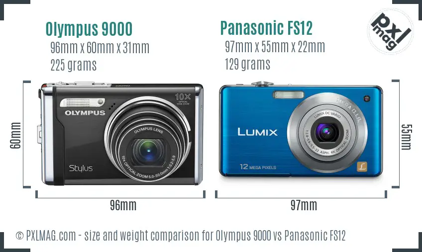 Olympus 9000 vs Panasonic FS12 size comparison
