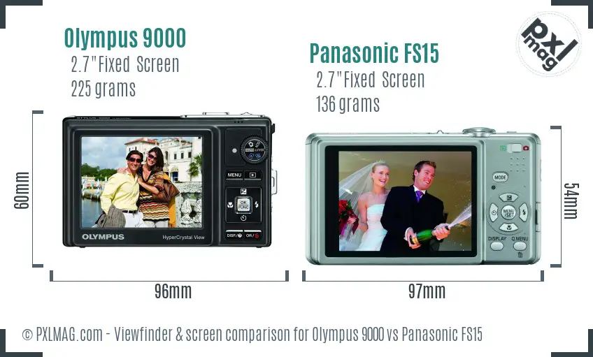 Olympus 9000 vs Panasonic FS15 Screen and Viewfinder comparison