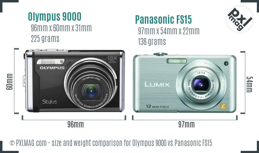 Olympus 9000 vs Panasonic FS15 size comparison