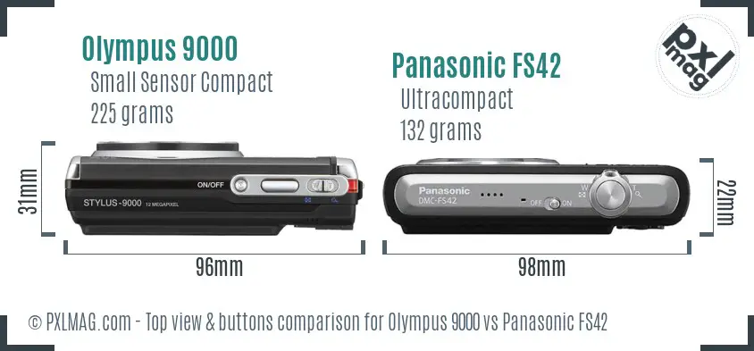 Olympus 9000 vs Panasonic FS42 top view buttons comparison