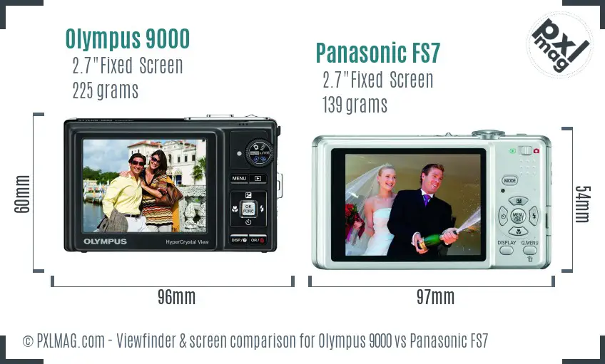 Olympus 9000 vs Panasonic FS7 Screen and Viewfinder comparison