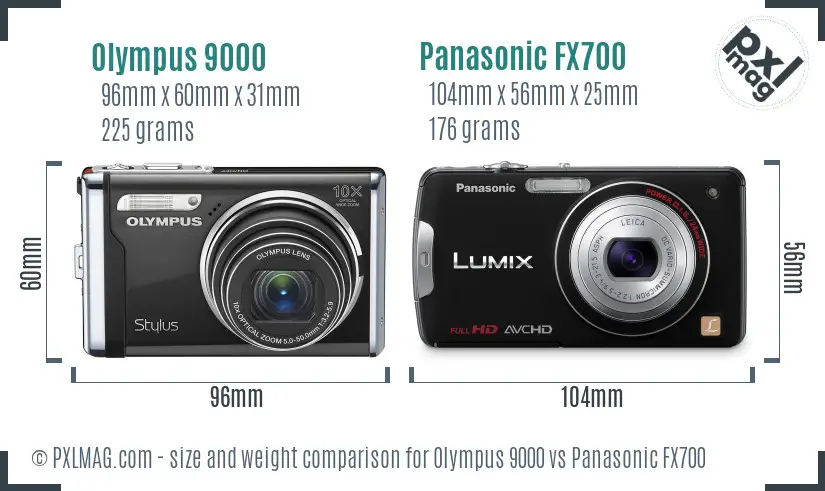 Olympus 9000 vs Panasonic FX700 size comparison