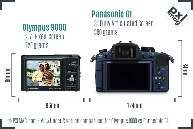 Olympus 9000 vs Panasonic G1 Screen and Viewfinder comparison