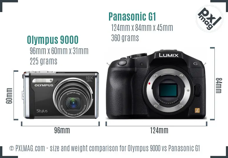 Olympus 9000 vs Panasonic G1 size comparison