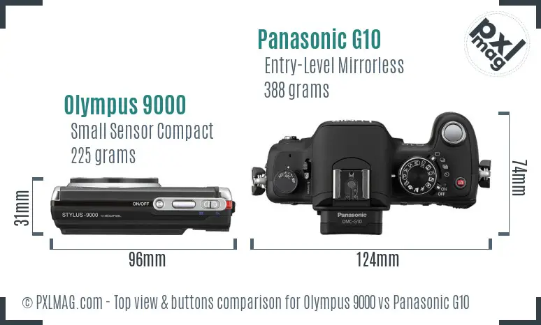 Olympus 9000 vs Panasonic G10 top view buttons comparison
