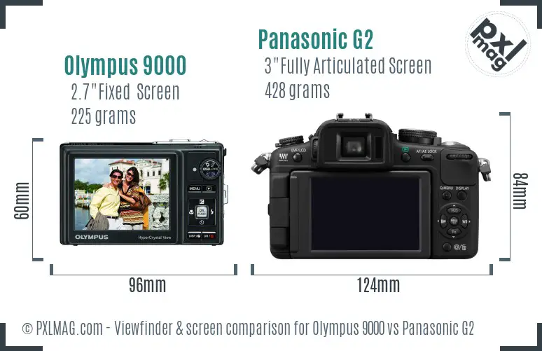 Olympus 9000 vs Panasonic G2 Screen and Viewfinder comparison