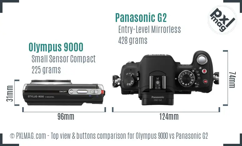 Olympus 9000 vs Panasonic G2 top view buttons comparison