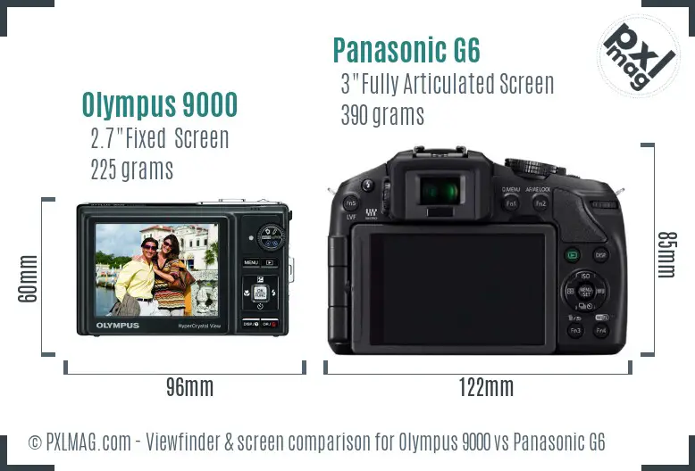 Olympus 9000 vs Panasonic G6 Screen and Viewfinder comparison