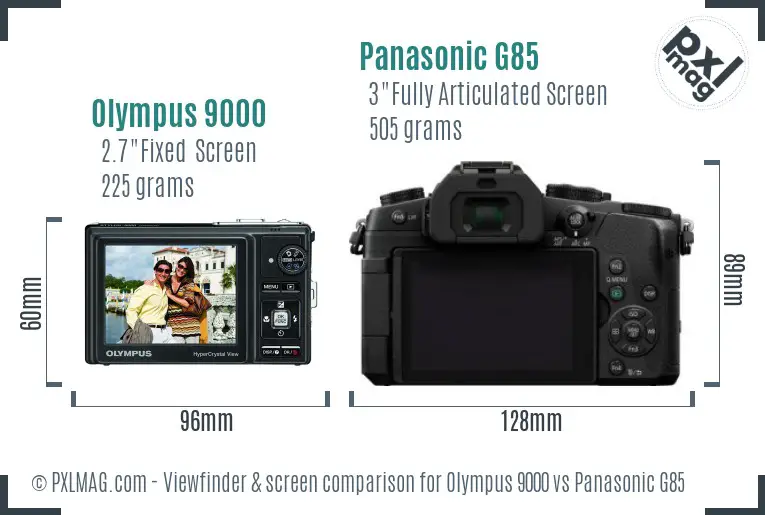 Olympus 9000 vs Panasonic G85 Screen and Viewfinder comparison