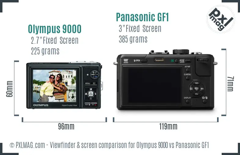Olympus 9000 vs Panasonic GF1 Screen and Viewfinder comparison