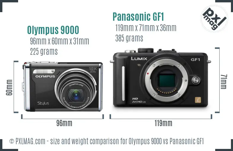 Olympus 9000 vs Panasonic GF1 size comparison
