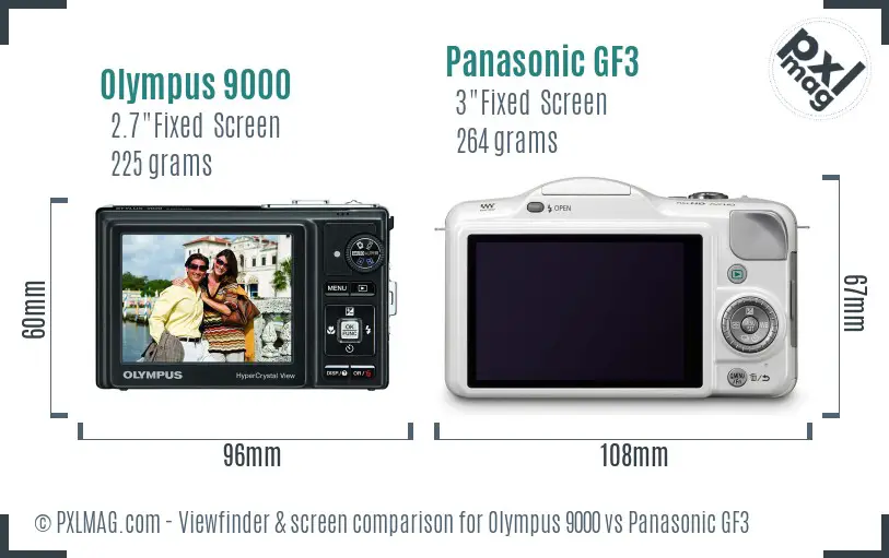 Olympus 9000 vs Panasonic GF3 Screen and Viewfinder comparison