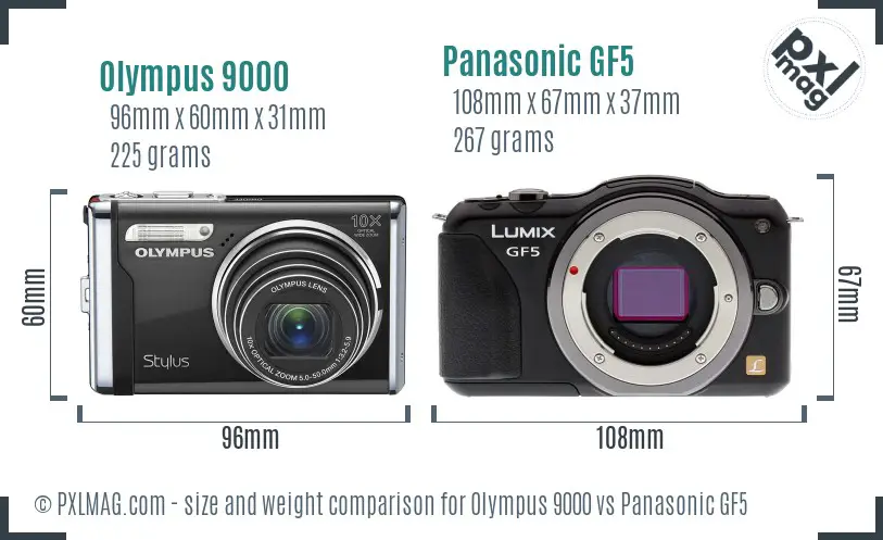 Olympus 9000 vs Panasonic GF5 size comparison