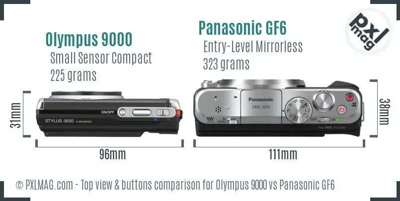 Olympus 9000 vs Panasonic GF6 top view buttons comparison