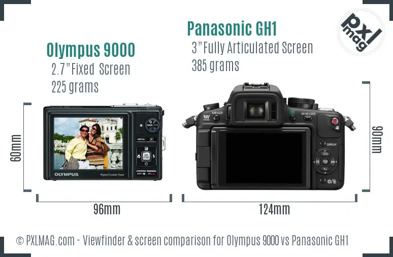 Olympus 9000 vs Panasonic GH1 Screen and Viewfinder comparison